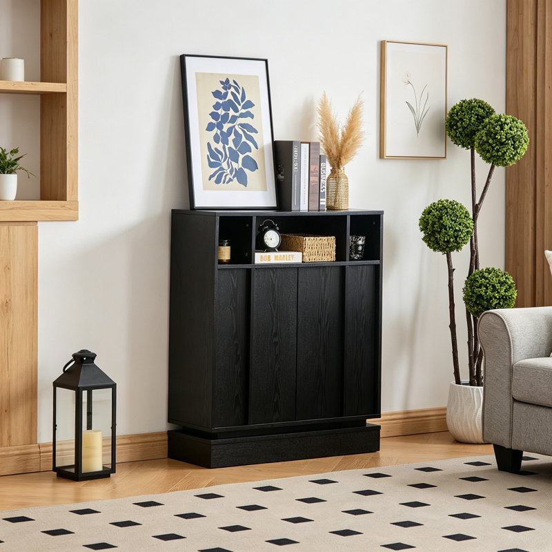 Buffet Wachter avec 2 portes et tablettes réglables, Noir