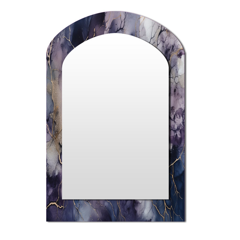 Mauve et explorer la langue de la peinture III - peinture abstraite arche miroir décoratif, miroir mural asymétrique moderne, art imprimé en métal