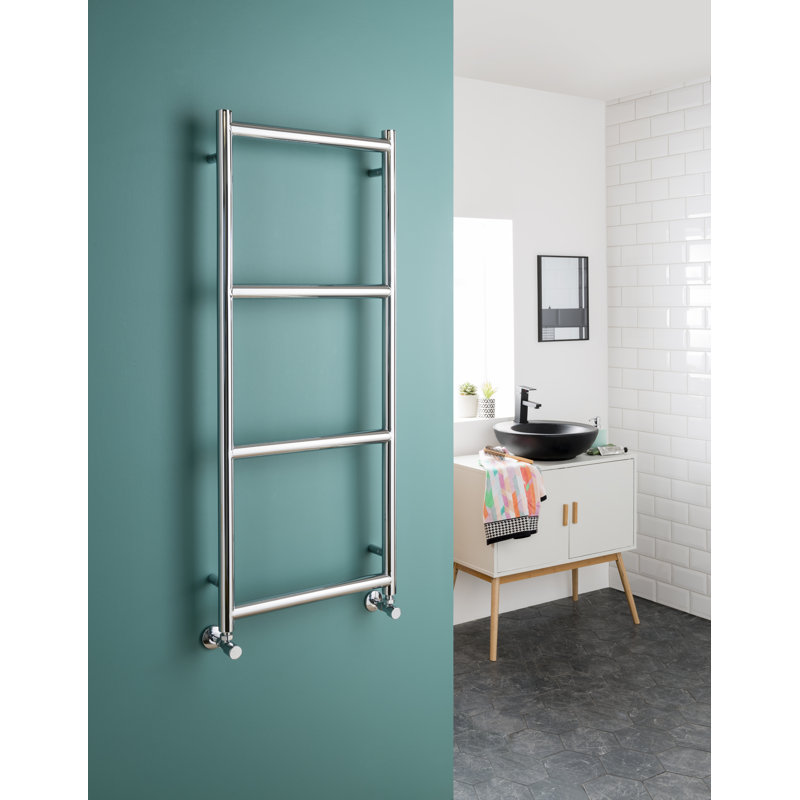 Contemporary Rail Heated Towel Rails, 120cm H x 50cm W x 10cm D, Chrome, Dual Fuel