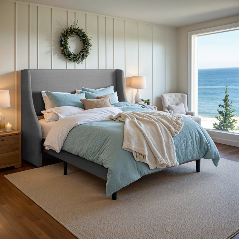 Bowdoin Upholstered Wingback Platform Bed | Modern Style