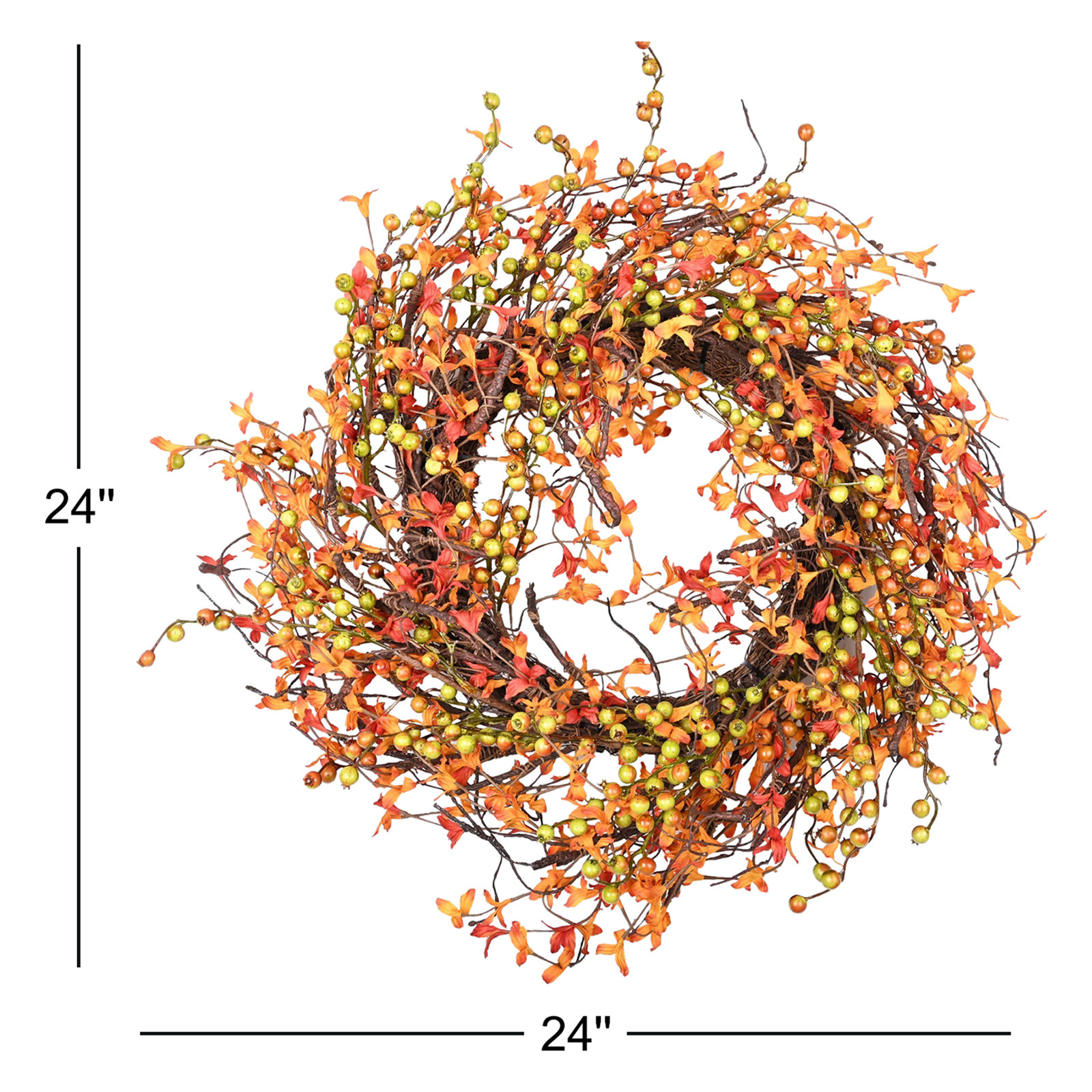 24" Handcrafted Twig and Berry Everyday Wreath