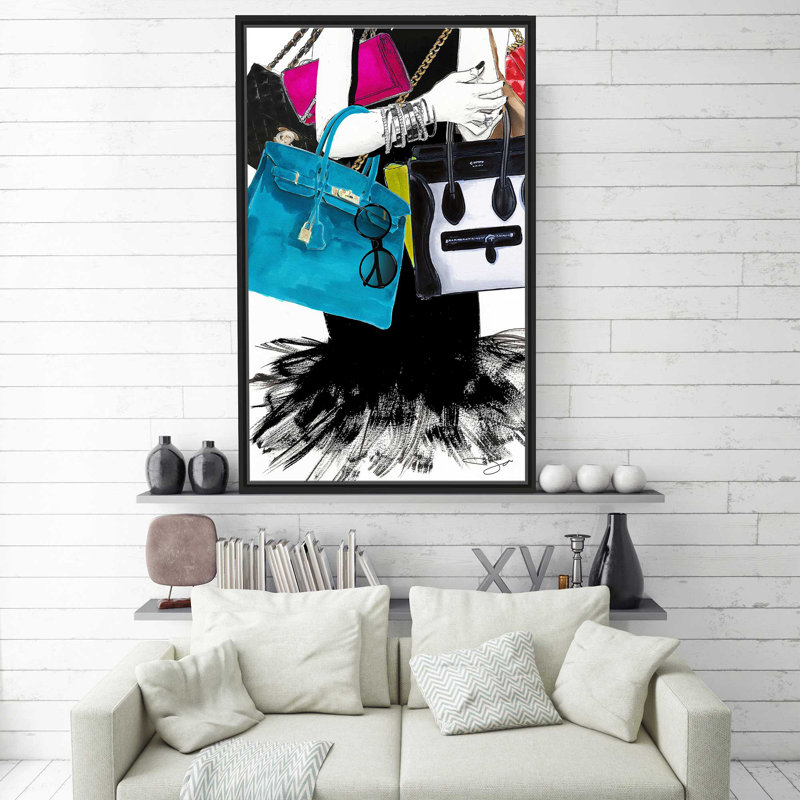 «Bag Lady 2 (Vertical)» par Jodi - impression, H 43,5 po x l 27,5 po x P 2 po, Cadre flottant noir