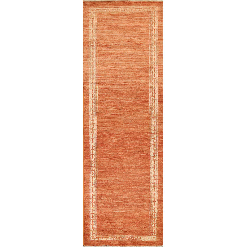 Tapis de couloir oriental en laine orange Karbe Gabbeh Kashkoli Karell