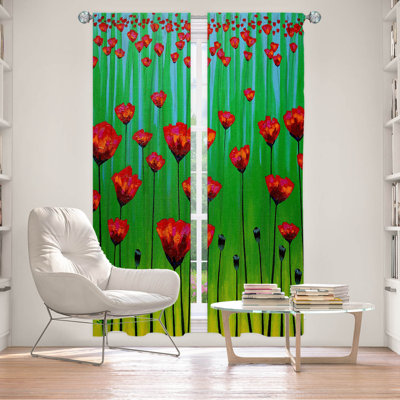 Ensemble de rideaux obscurcissant et isolant avec passe-tringle 2 pièces Delaughter Poppy Notes