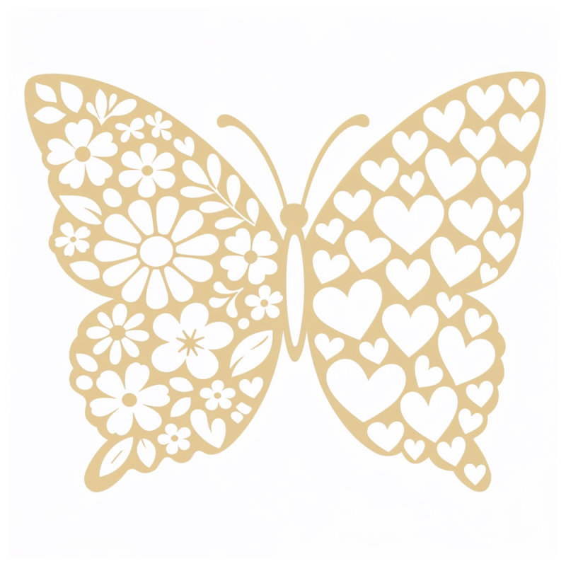 Butterfly Floral Hearts Quilted Thin Bedspread, Queen