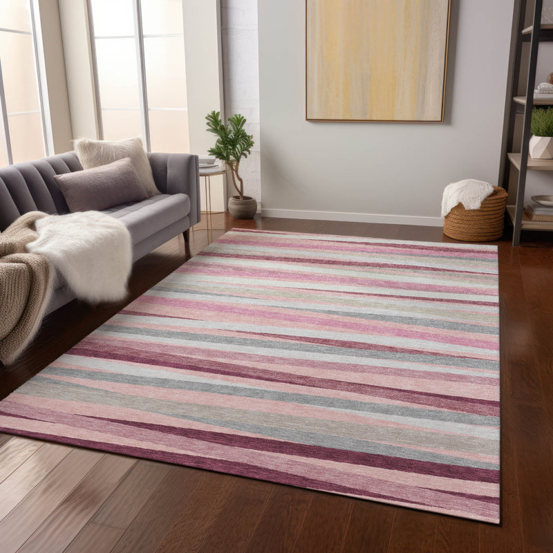 Liora Pink Washable Indoor-Outdoor Rug - , 3' x 5'