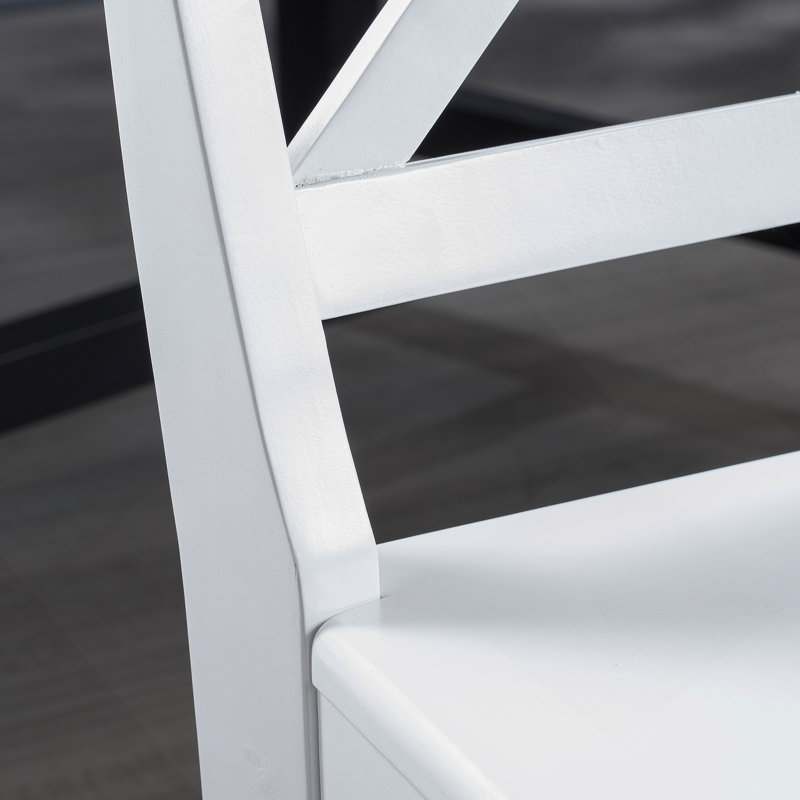 Chaises de salle à manger en bois d'acacia, lavé, P 21 po x l 17,75 po x H 35,5 po, Blanc