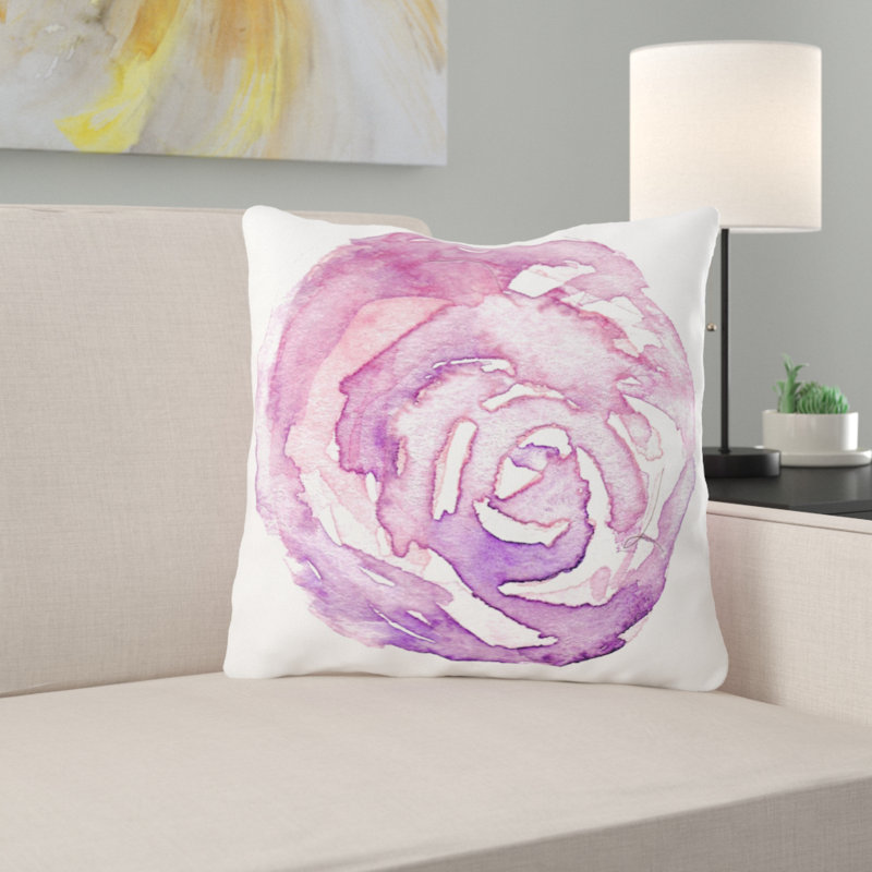 Coussin décoratif aquarelle Poston, Microsuède, Intérieur