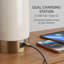 Lampe de table haute 35 po en céramique émaillée avec port USB-C, craquelé crème et lampe de table en laiton antique
