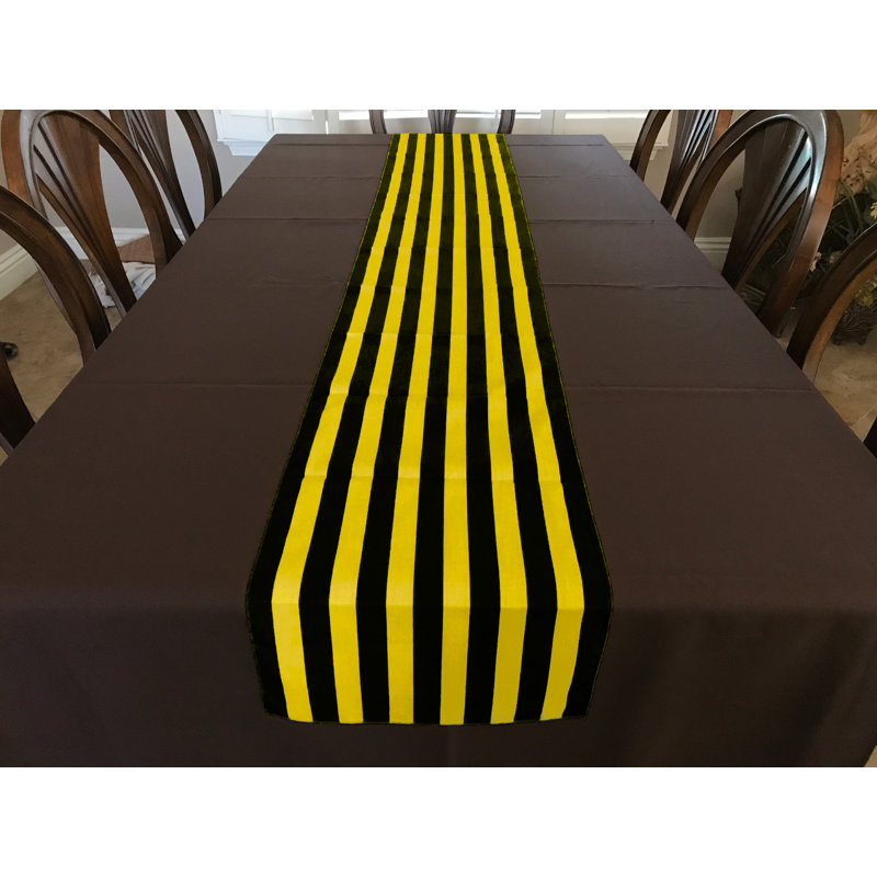 Stripes Print Table Runner, Yellow/Black, 60" Runner, 12"