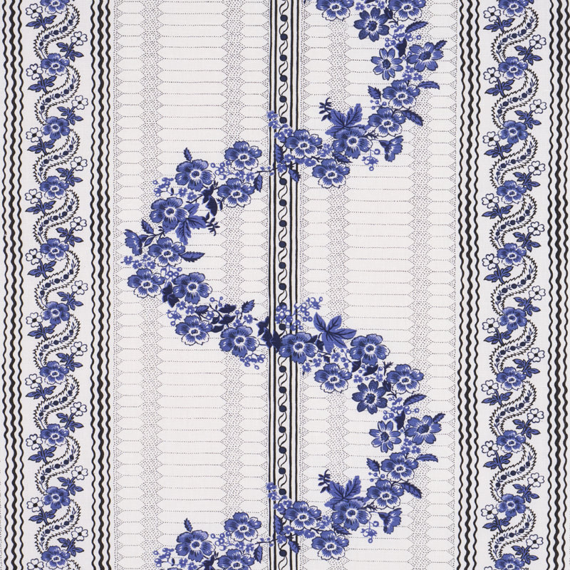 Schumacher X Rita Konig Serena Garland Fabric, Blue