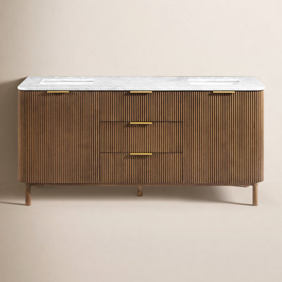 Nova 72" Marble Top Double Sink Bathroom Vanity