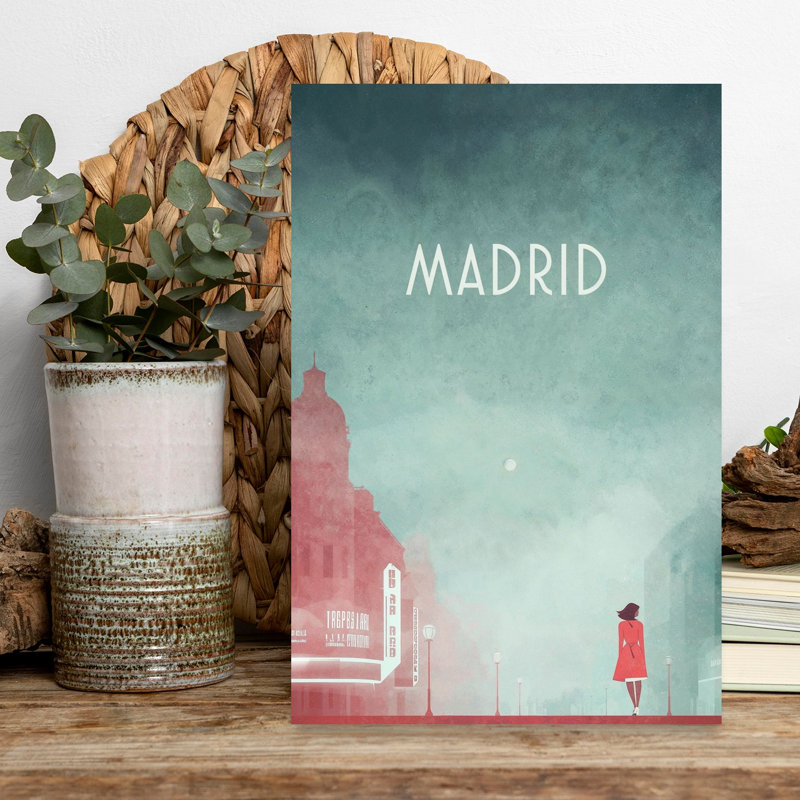 Madrid 1 - Gran Via - Affiche murale abstraite d'architecture contemporaine., H 18 po x l 12 po