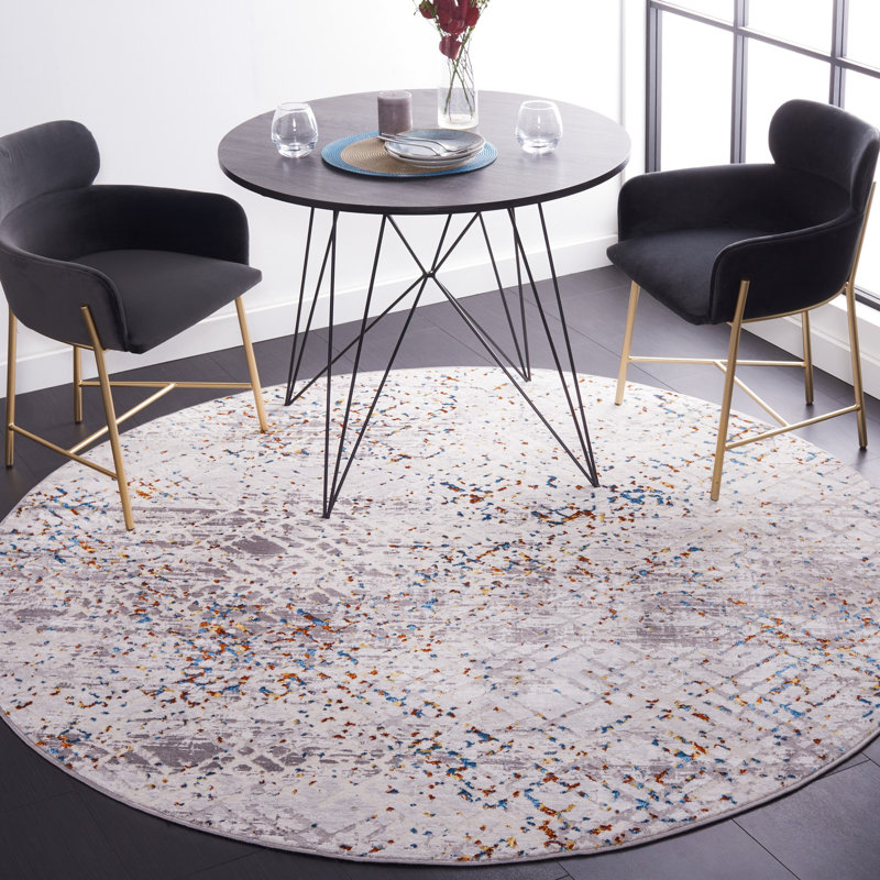 Tapis gris / gris clair Minyard 275, Rond 6 pi 7 po