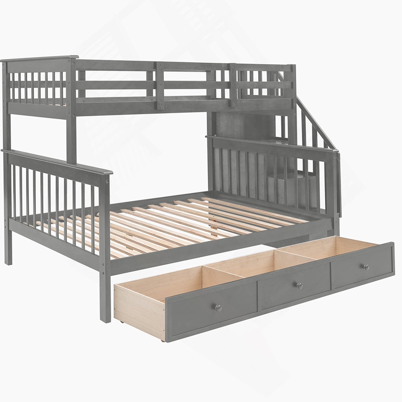 Stairwayover- Bunk Bed With Drawerstorage And Guard Rail  Bedroomdorm Adults Old SKU: LPAAE