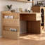 Bureau de direction rectangulaire en bois massif avec 1 tiroir Burlywood-118614565