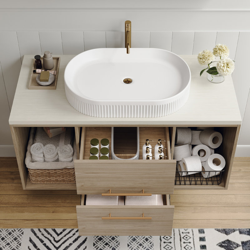 Meuble-lavabo mural 39,4 po avec lavabo en céramique et lavabo mural