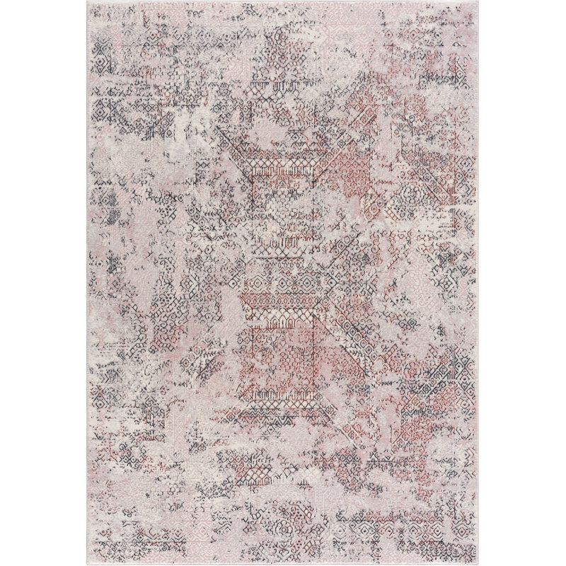 Tapis décoratif rose abstrait Tarpley, Rectangle 8 pi x 11 pi