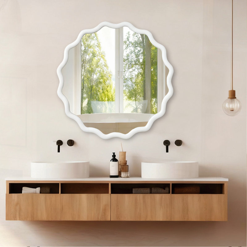 Miroir Wavy, Blanc, 36 po x 1,18 po
