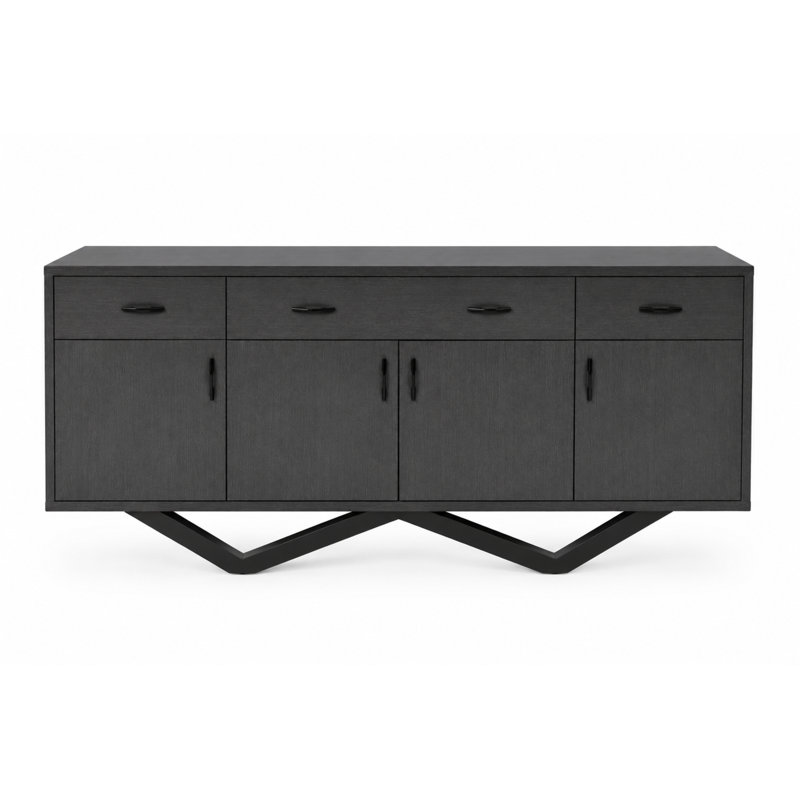 Buffet Windsor en chêne gris mat avec base en métal noir
