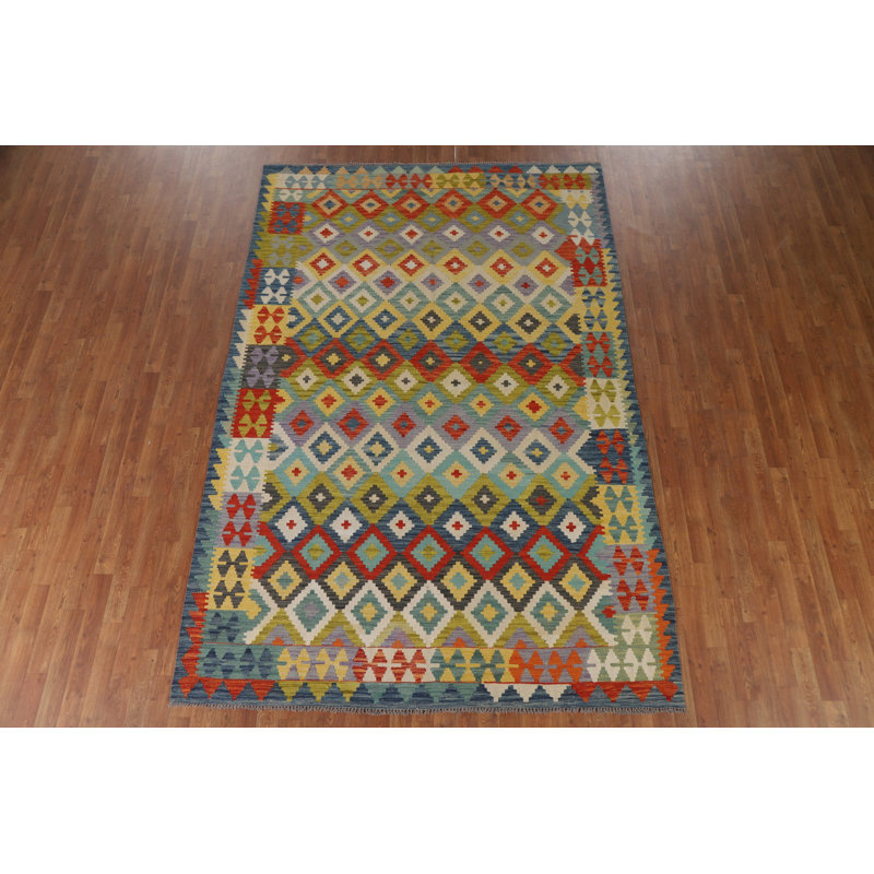 Tapis géométrique en laine Kilim