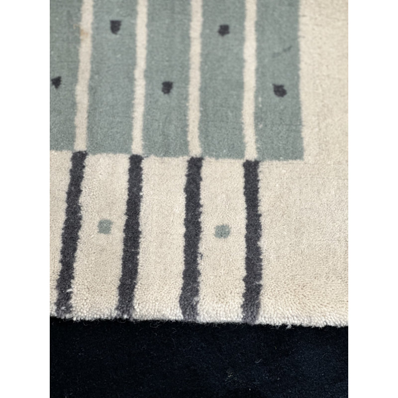 Exlamation Hand Woven Dhurrie Wool Polka Dot Area Rug, Rectangle 6'7" x 9'10"