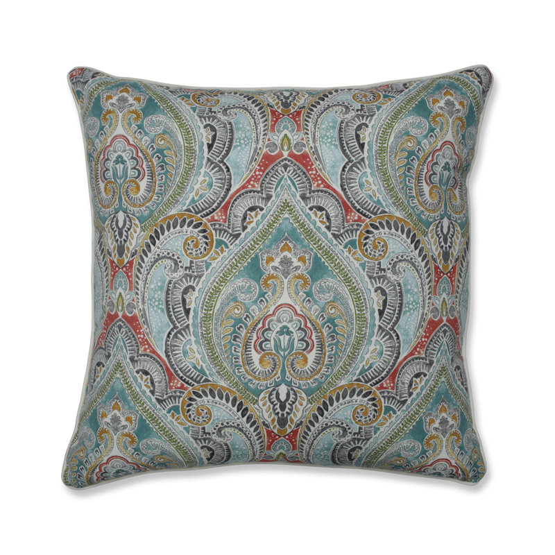 Damask Outdoor Reversible Throw Pillow