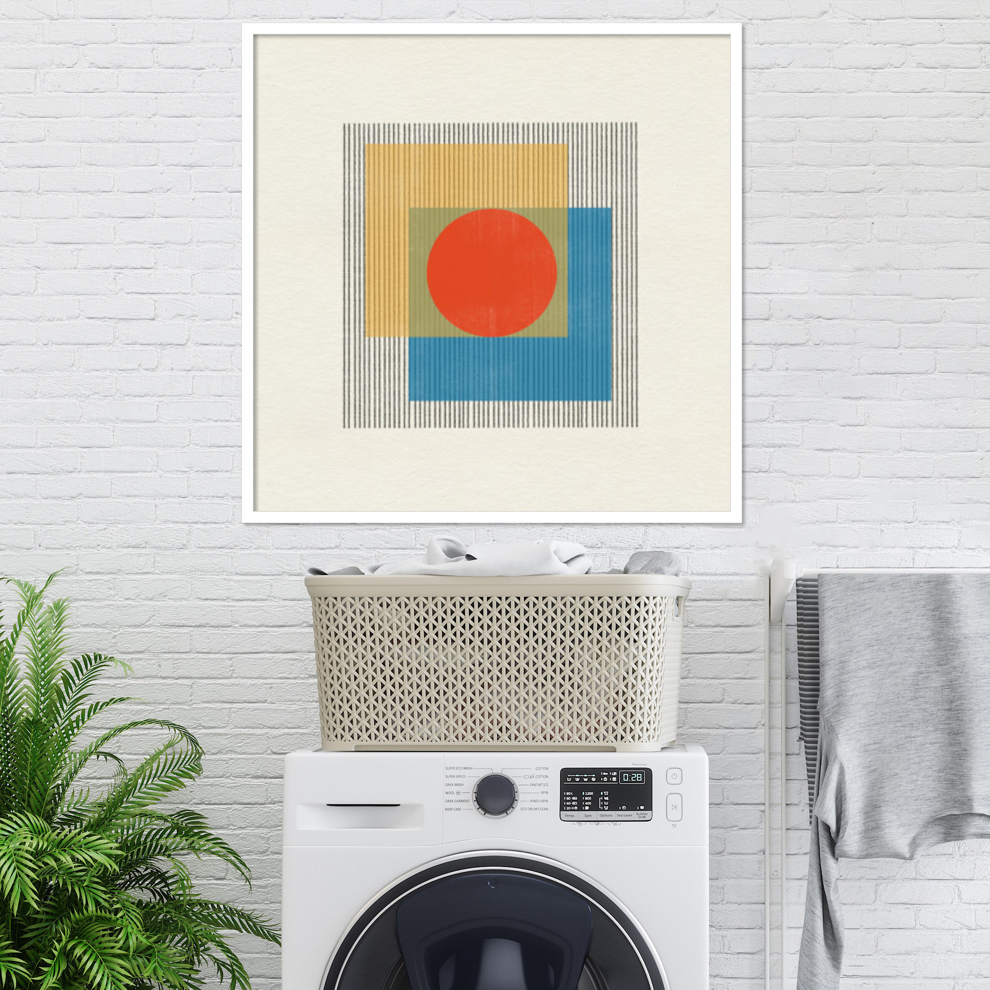 Midcentury Modern Object No 3 by Miuus, 33" H x 33" W x 1" D, White
