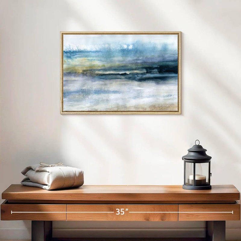 Vent et eau II, Cadre flottant en bois naturel, 19 po x 13 po