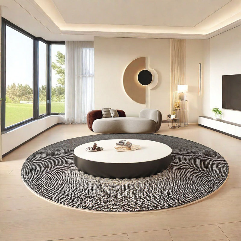 Canapé incurvé moderne, Blanc cassé / rouge vin, H 27,56 po x l 66,93 po x P 35,43 po, 2