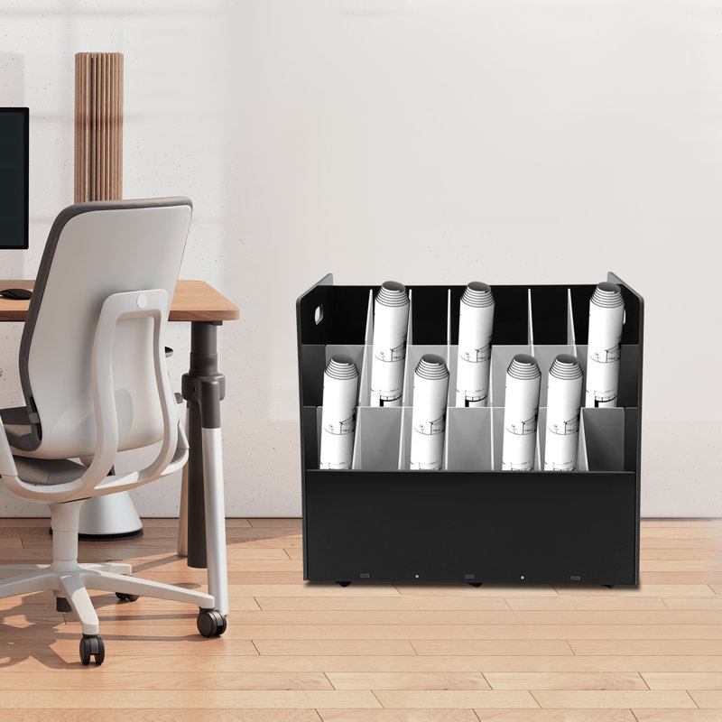 Organisateur de rangement pour dossiers avec roulettes 21 emplacements, Noir