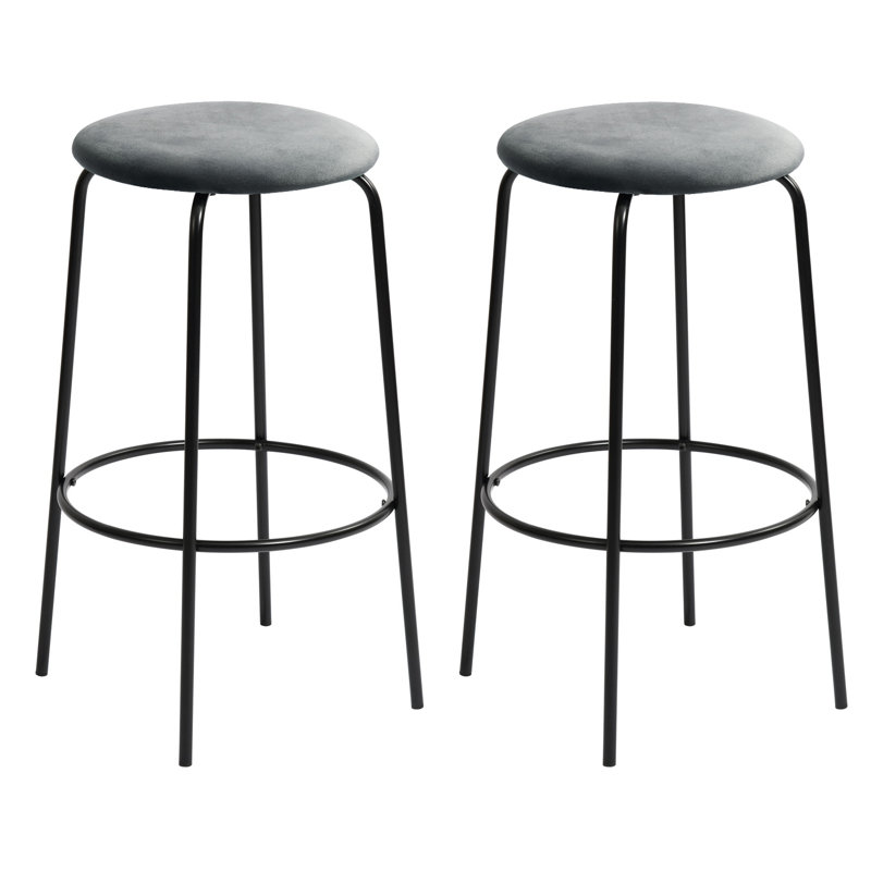 Dionisio Upholstered Counter Stool with Metal Frame, Grey