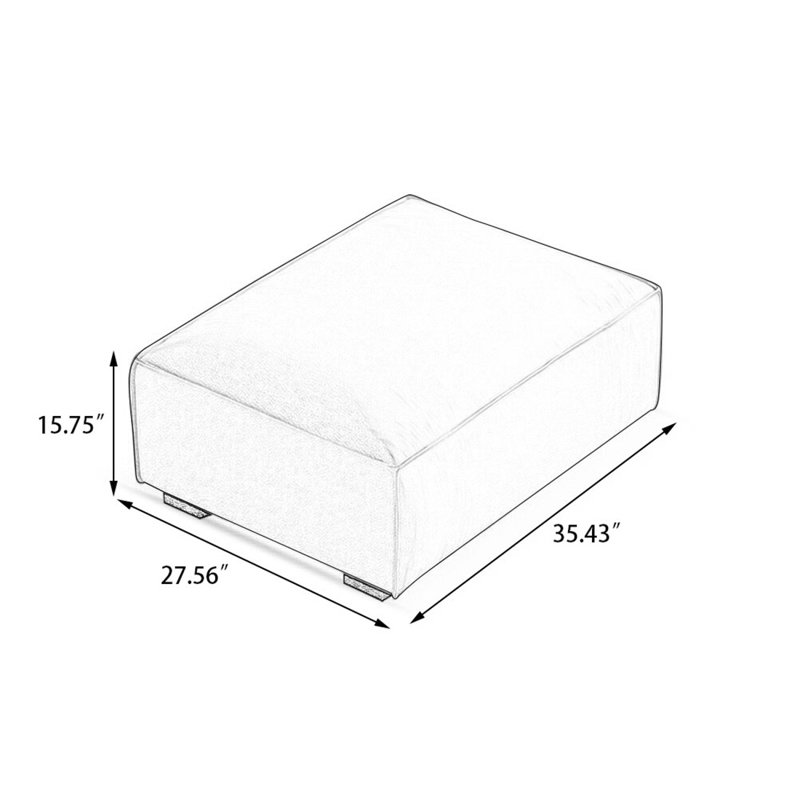 Repose-pieds avec coussin en cuir véritable blanc crème