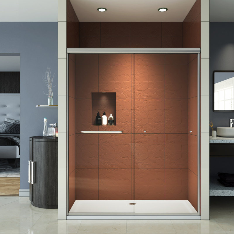 54"W x 72"H Double Sliding Shower Door With 1/4'' Clear Tempered Glass, Chrome