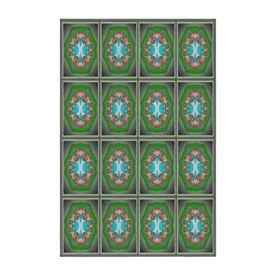 Tapis vert/bleu à motifs