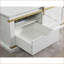 Table basse rustique antique blanche et dorée avec tiroir double face et tablette ouverte pour le salon
