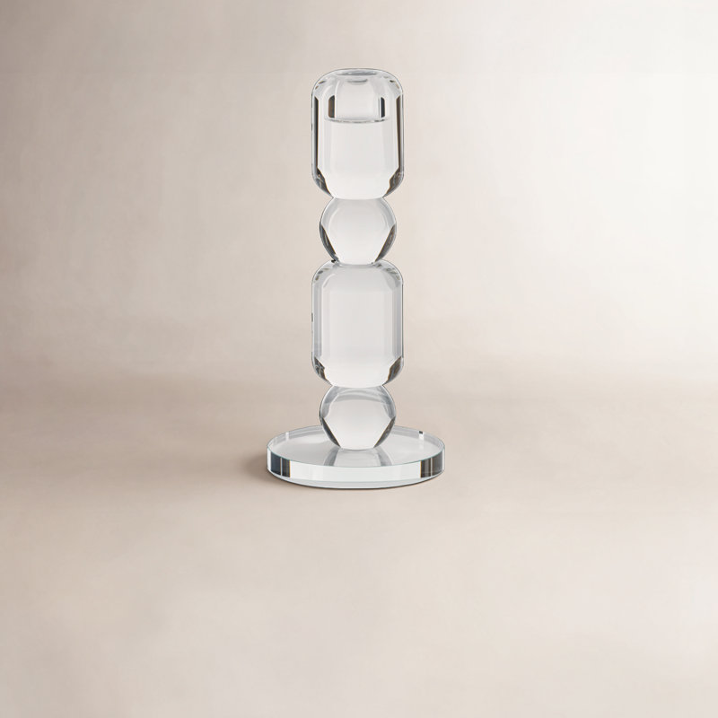 Crystal Tabletop Candlestick, 7.75" H x 3.5" W x 3.5" D