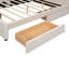 Grand lit plateforme tapissier avec port USB et 2 tiroirs, beige-695004911