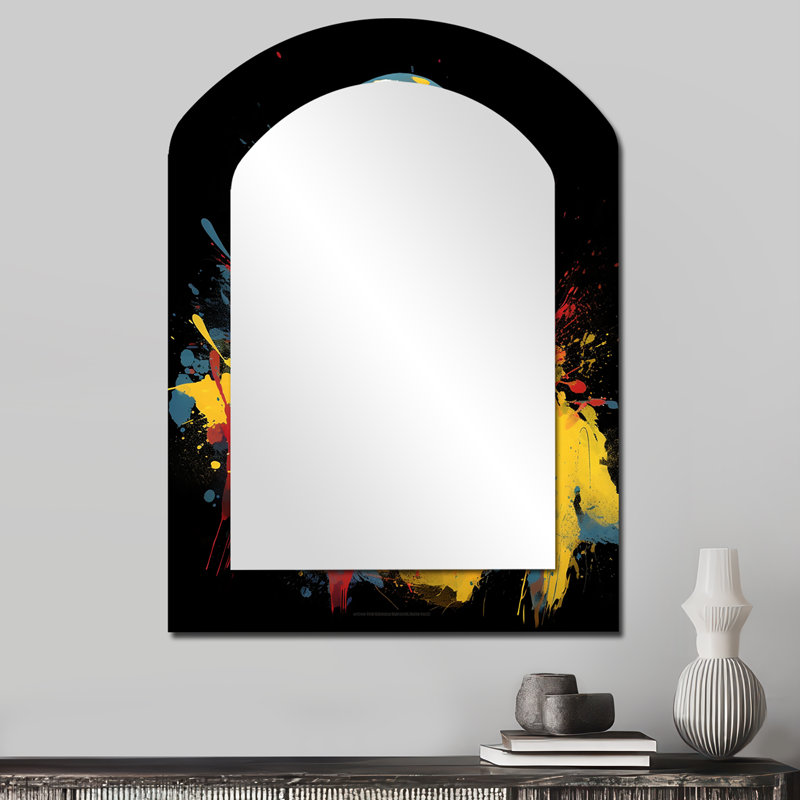 Kobe Memory III - miroir arqué noir, miroir mural asymétrique moderne, impression d'art en métal, 34 po x 25 po