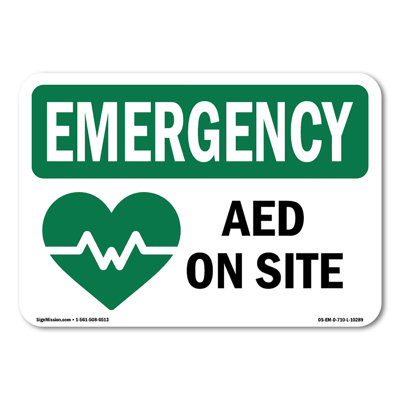 AED On Site With Symbol Decal 10" X 7"