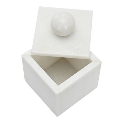 Contemporary Stone Decorative Box with Lid for Office or Home Decor - Modern Keepsake Storage Organizer for Bedroom Styling