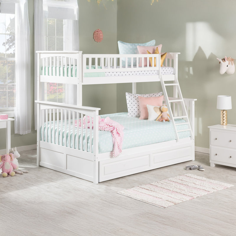 Flinn Kids Bunk Bed with Trundle, Twin over Full, White