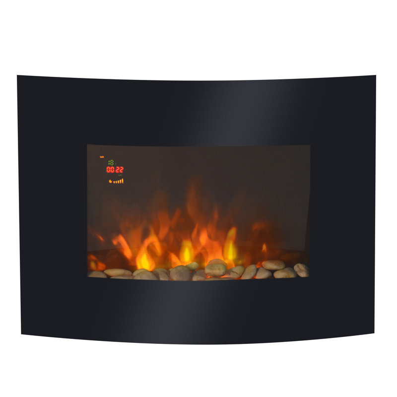 Axel Electric Fireplace Wall Mounted Led Curved Heater, 52cm H x 65cm W x 11.5cm D