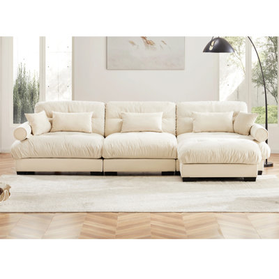 Canapé modulaire surdimensionné en velours super confortable avec repose-pieds mobile
