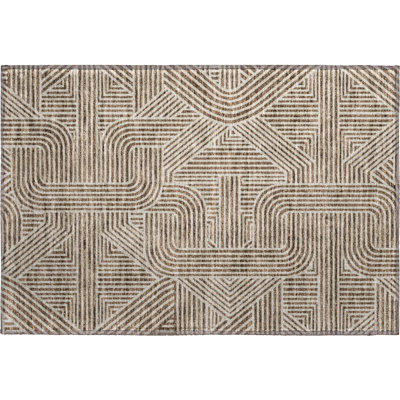 Premium Machine Washable Prisco Brown Rug