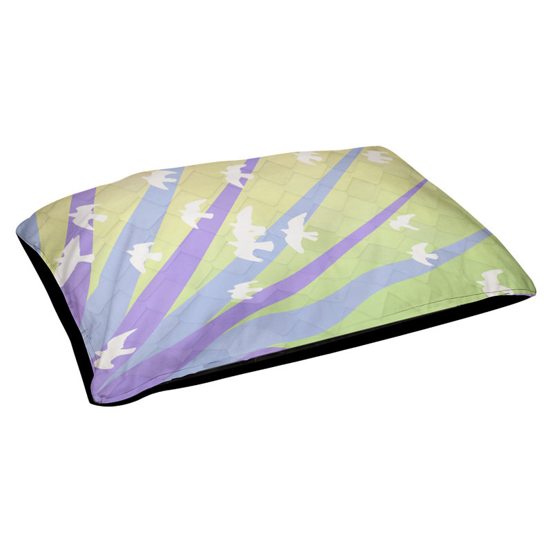 Coussin stylisés d’oiseaux et de soleil Burien, L 32,5 po x l 42,5 po, Mauve / Jaune / Noir