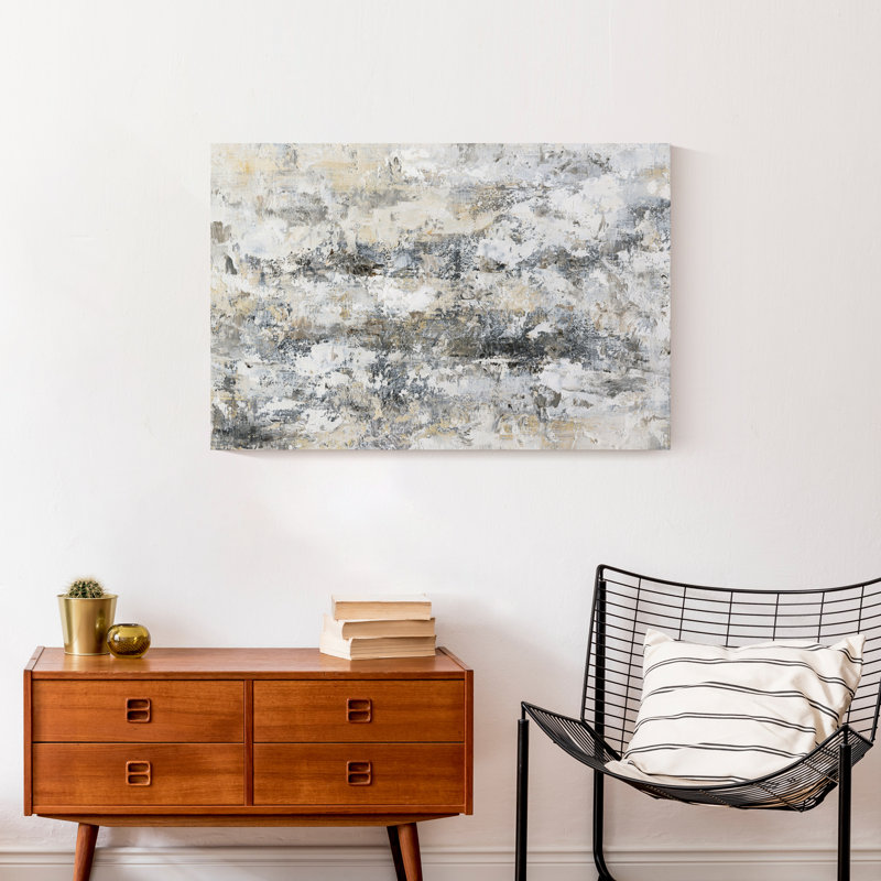 Abstrait neutre taché - peinture, Toile tendue, H 20 po x l 30 po x P 1,25 po
