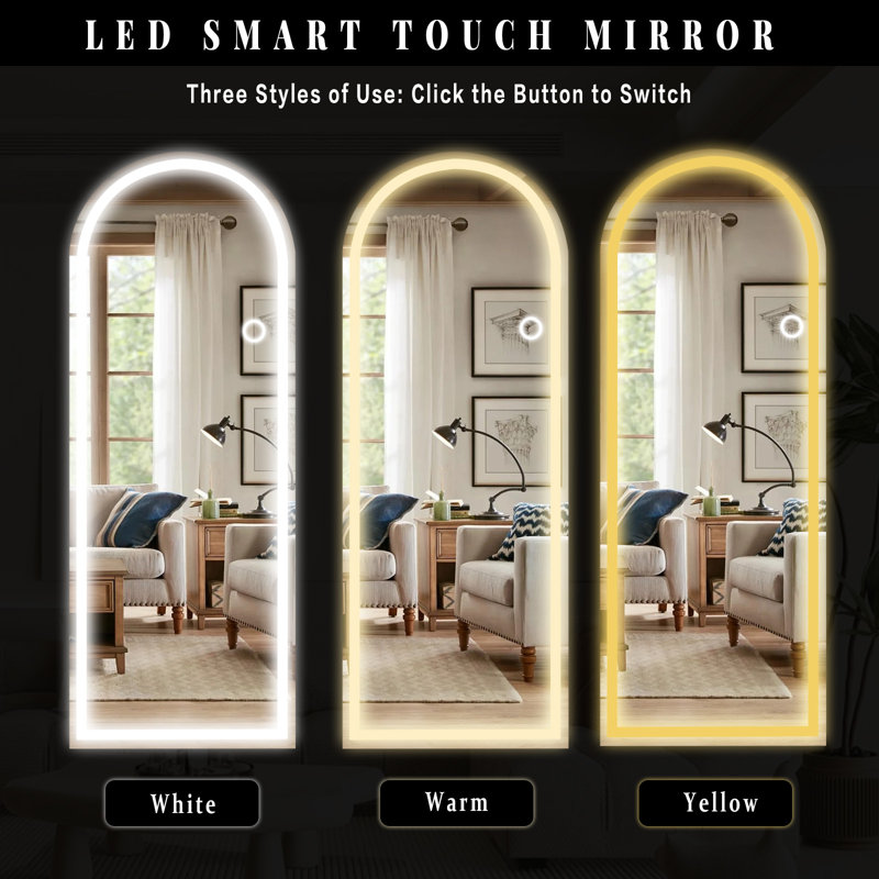 Lighted Full Length Mirror  with Stand LED Wall Mirror, White