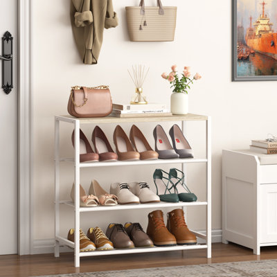 Range-chaussures à 4 niveaux avec rangement pour 9 paires de chaussures