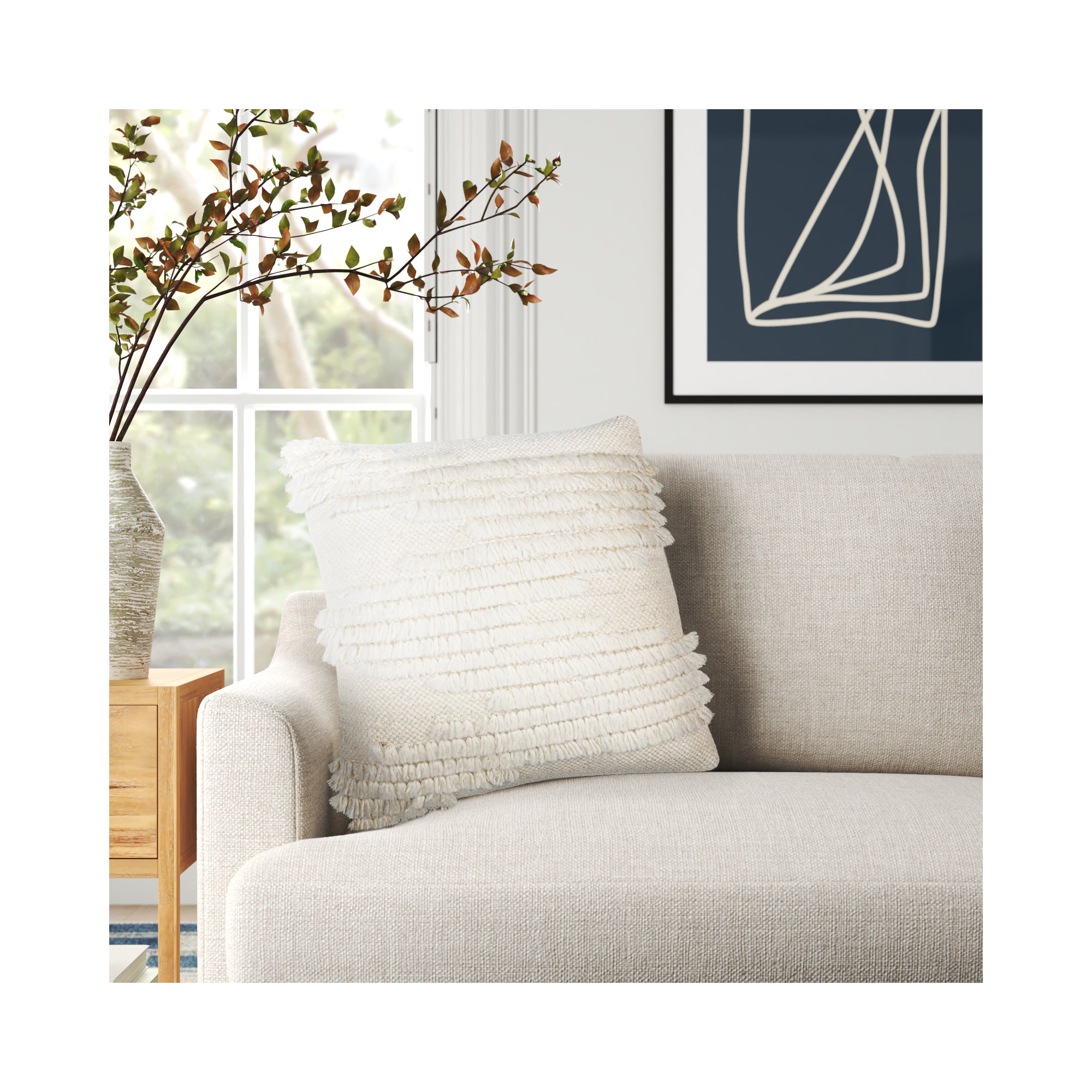 Emberly Ruffled Throw Pillow, No Fill, 18" x 18"